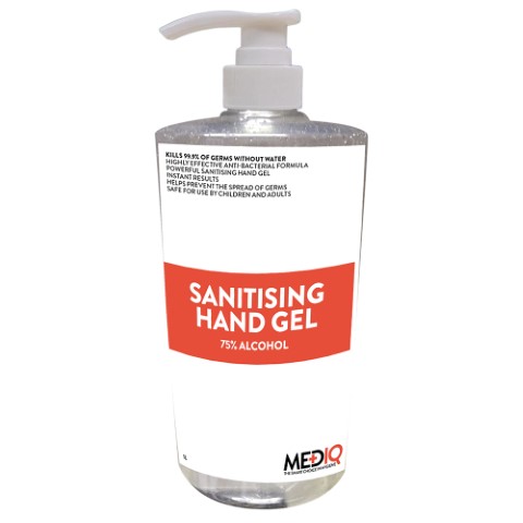 MEDIQ HAND SANITISER GEL 75% ALCOHOL 1 LITRE 